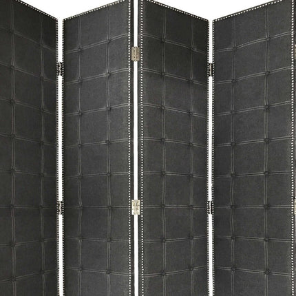 108" Gray Fabric And Wood Folding Five Panel Screen Room Divider
