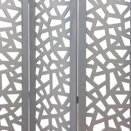 50" Gray Solid Wood Folding Three Panel Screen Room Divider