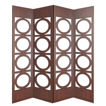 84" Brown Solid Wood Folding Four Panel Screen Room Divider