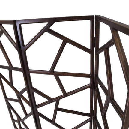 70" Brown Solid Wood Folding Three Panel Screen Room Divider