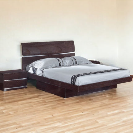 Solid Wood King Wood Brown Bed