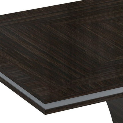 Seven Piece Dark Brown Solid Wood Dining Set with Six Chairs