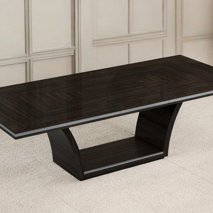 Seven Piece Dark Brown Solid Wood Dining Set with Six Chairs