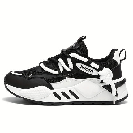 Breathable Mesh & PU Upper - Cushioned EVA Insole - Men's Double Lace Platform Sneakers