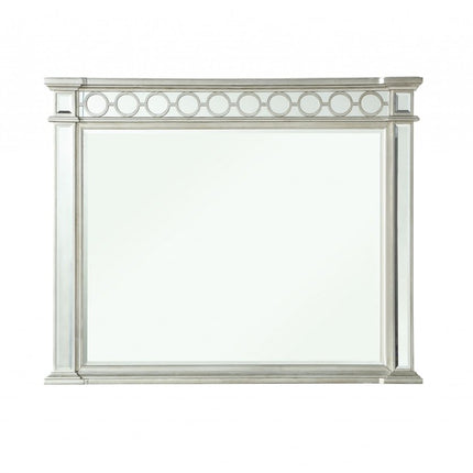 42" Silver Wood Framed Mounted Dresser Mirror