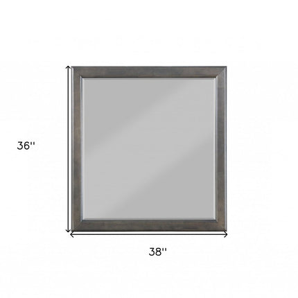 38" Gray Square Wood Framed Accent Mirror