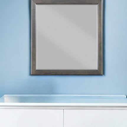 38" Gray Square Wood Framed Accent Mirror