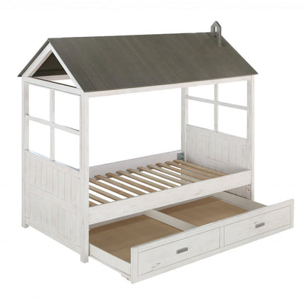 Twin White Two Drawers Bed
