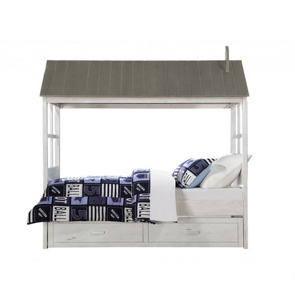 Twin White Two Drawers Bed