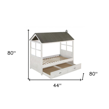 Twin White Two Drawers Bed