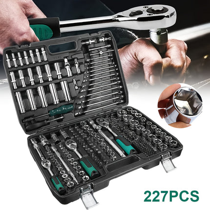 227pcs Ratchet Wrench Set Durable Carbon and Plastic Tool Kit for Car Repair, Home Maintenance,