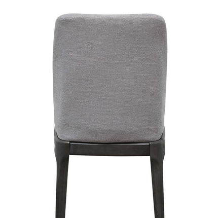 Set of Two Light Gray And Gray Upholstered Linen Dining Side Chairs