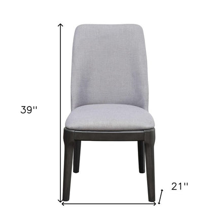 Set of Two Light Gray And Gray Upholstered Linen Dining Side Chairs