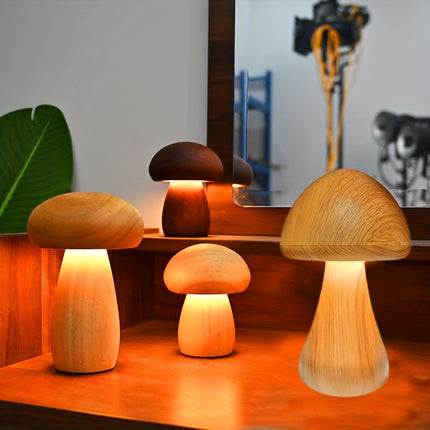 1pc rechargeable mushroom night light, 3color LED desk light, creative mushroom desk light