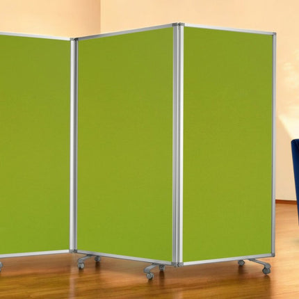 71" Green Iron Folding Three Panel Screen Room Divider