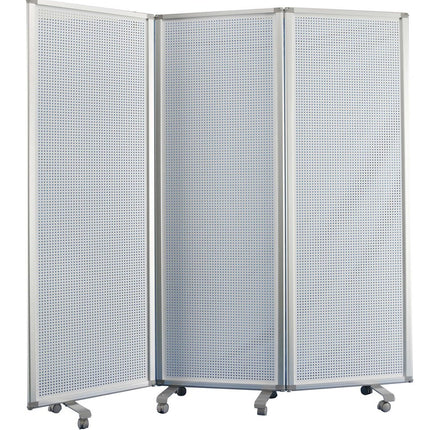 71" White Iron Folding Six Panel Screen Room Divider