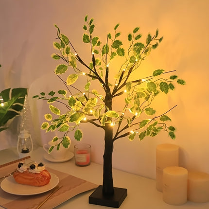1pc of Green Birch Tree Light, 60.96 cm Tall with 24 LED Lights, Battery-Operated Artificial Tree Lamp