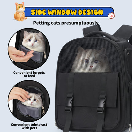 Large Capacity Portable Pet Carrier Backpack Breathable Nylon with Transparent Front Panel