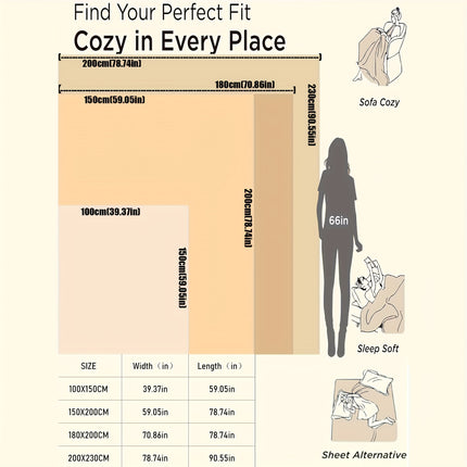 1pc Luxury Coral Fleece Blanket - Soft All-Season Bedspread/Throw, Geometric Black/White/Gray/Beige Stripes,