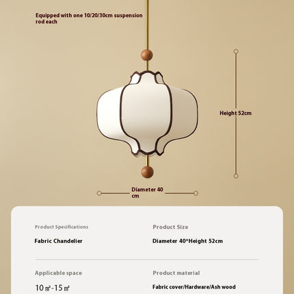 Retro Style French Style Bedroom Fabric Craft Chandelier Mid-ancient Simple Nanyang Solid Wood Romantic Room Main Lamps