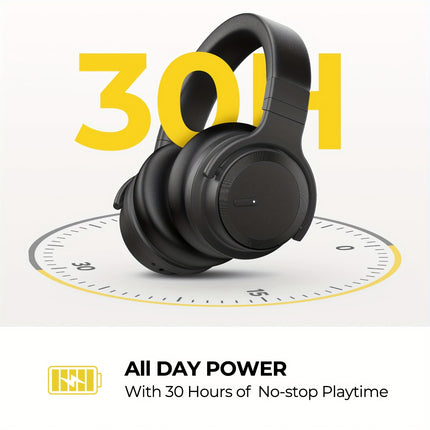 Wireless Headphones with Active Noise Cancelling, Rich Bass, Clear Calls, 30 Hours Playtime