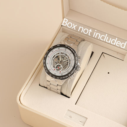 Men'S Luxury Automatic Mechanical Watch - Elegant Steel Band, Multi-Function Sun/Moon/Star Display,