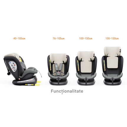 Boof MandaraGrey Car Seat with ISOFIX, 360° Rotatable, Top Tether Position, 0-36 kg, 40-150 cm