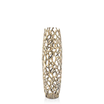 40" Aluminum Silver Twigs Cylinder Floor Vase