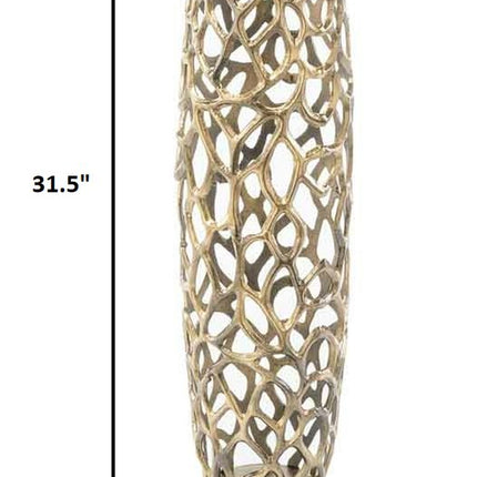 40" Aluminum Silver Twigs Cylinder Floor Vase