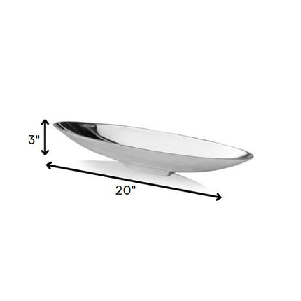 20" Contempo Shiny Silver Short Boat Tray