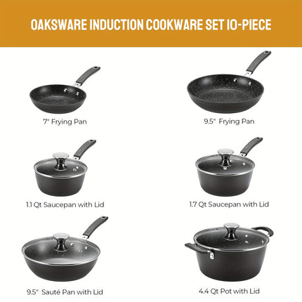 Cookware Sets, Anti-Scald Handles and Lids, Induction Pots and Pans Set Non-Stick