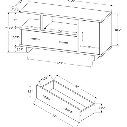 47" Wood Brown Cabinet Enclosed Storage TV Stand