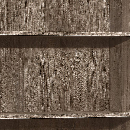 71" Taupe Distressed Wood Adjustable Five Tier Bookcase
