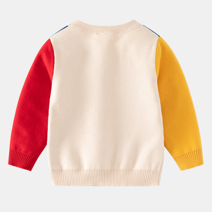 European And American Style Children's Clothing Boys' Contrast Color Sleeve Woolen Top