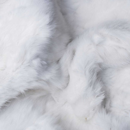 White Knitted Rabbit Solid Color Plush Reversable Throw