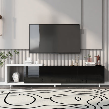 VIBE HAUS 70.1''-100'' Modern Stylish TV Stand TV Cabinet for 80+inch TV, White+Black,