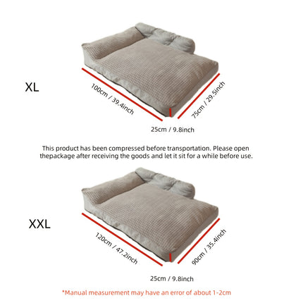 Large XL 100cm Gray Pet Bed for Big Dogs, Insulated, Non-Slip Base with Removable Washable Cover - Ideal for Autumn and Winter, Large Dog Bed|Cozy Dog Bed|Durable Dog Bed