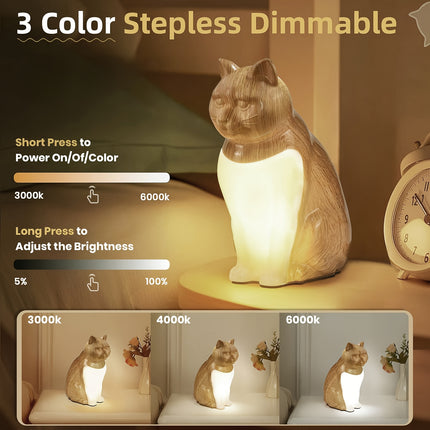 1pc Cute Cat Night Light | Touch Control, Adjustable Brightness, USB Rechargeable, Ideal for Bedroom