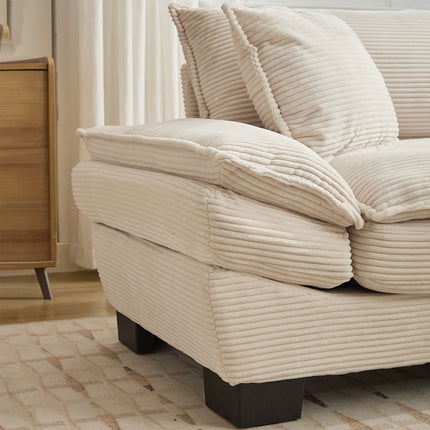 Sofa Designed for Two, Featuring Deep Seating And Corduroy Double-Layer Cushions