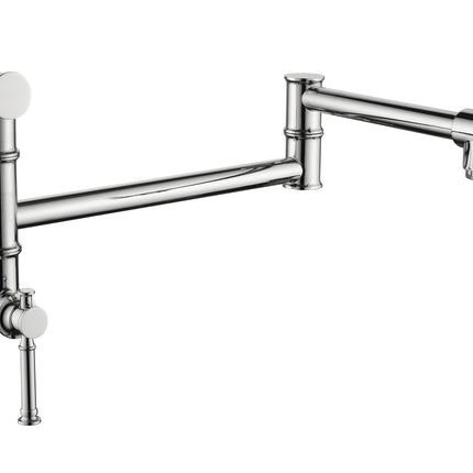 Wall mounted Pot Filler Faucet, Modern Brass Pot Filler Two-Attachment Wall Mount Folding Kitchen Pot Filler Swing Arm