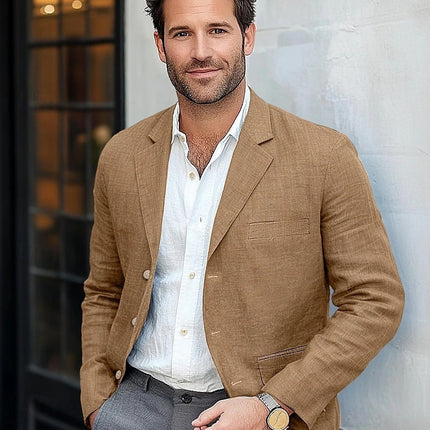 Men's Jacket Casual Cotton And Linen Suit