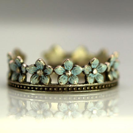 Fashionable Vintage Floral Crown Open Ring
