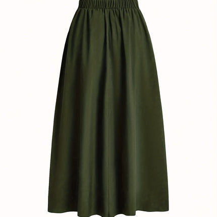 Women'S Solid Color Long Skirt | Casual High-Waist A-Line Skirt with Flowy Design for All Seasons