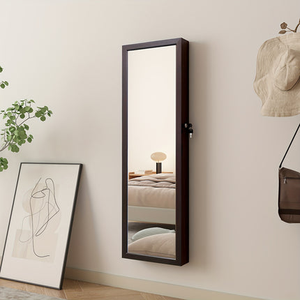 47.2"" Wall Mounted Organizer With Lockable Full-Length Mirror Perfect for Bedroom