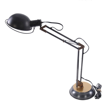33" Black Metal Desk Table Lamp With Black Bowl Shade