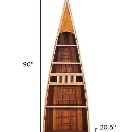 21" Wood Brown Solid Wood Six Tier Boat Bookcase