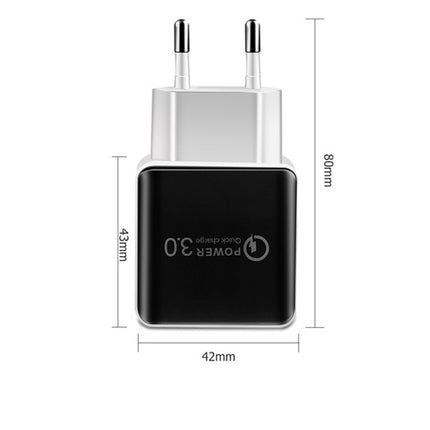 Compatible with Apple, 18W Quick Charge 3.0 Snelle Mobiele Telefoon Oplader Eu Plug Wall Charger Usb Adapter Voor Iphone 11 Pro Xr xs Max Samsung Redmi Huawei