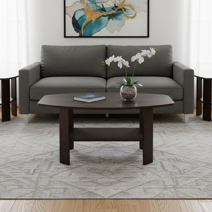Set of Three 36" Brown Coffee Table With Shelf