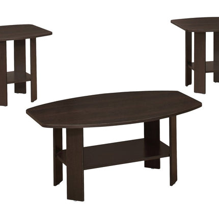 Set of Three 36" Brown Coffee Table With Shelf