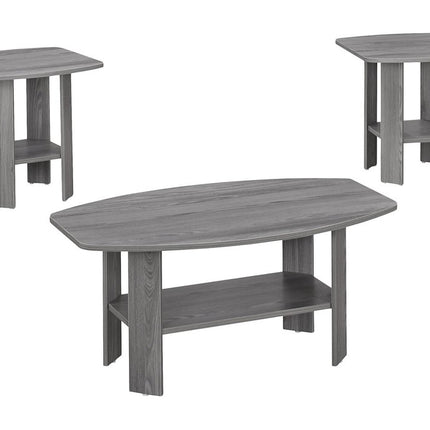 Set of Three 36" Gray Coffee Table With Shelf